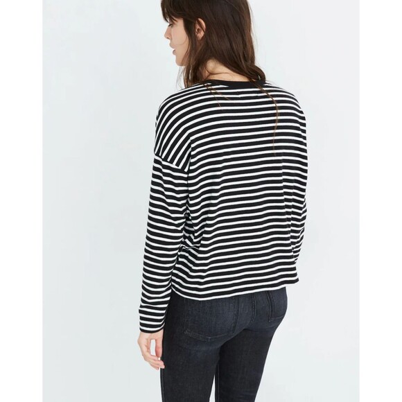 Madewell Triblend Ex-Boyfriend Tee Women’s Size S Baden Stripe Long Sleeve - Picture 2 of 9